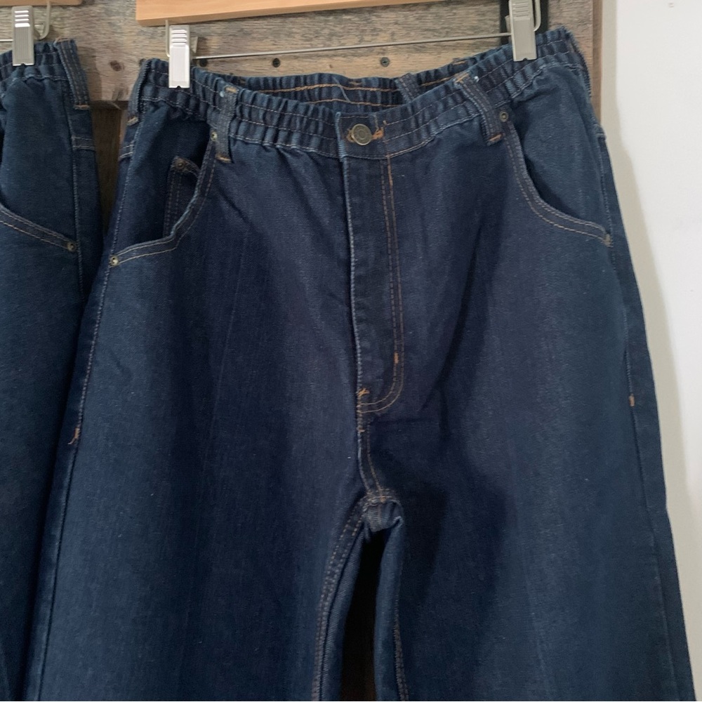 2 Pair HABAND CASUAL JOE JEANS Dark Blue Denim Elasticized Waist Like New 34 M - Picture 4 of 14